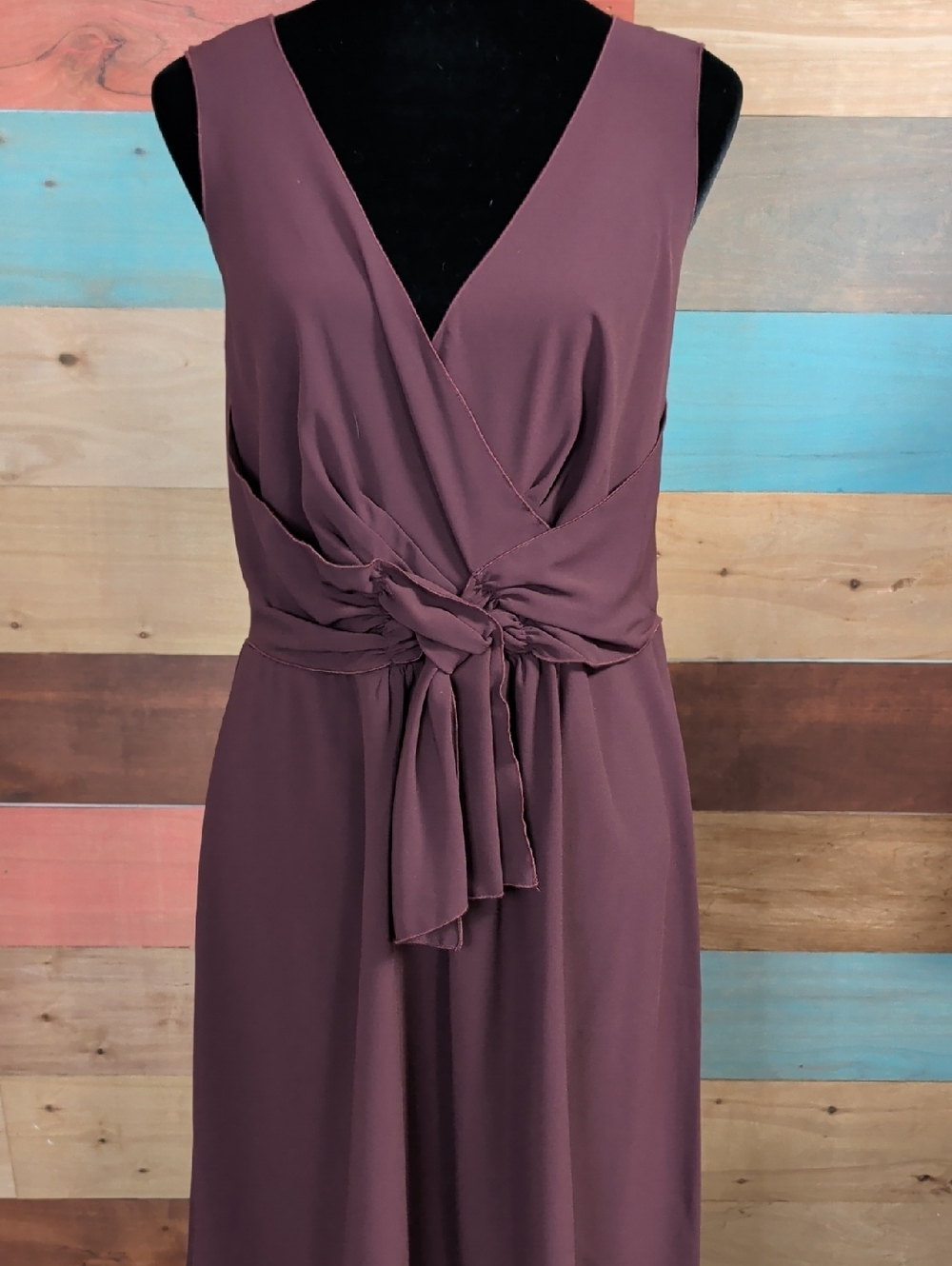 LOFT Sleeveless Tie-Waist Maxi Dress in Plum